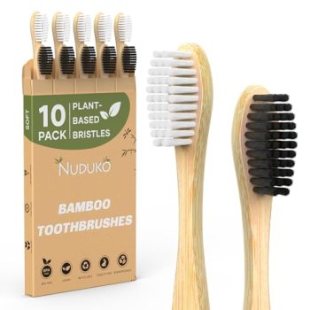 NUDUKO Bamboo Toothbrushes Travel Toothbrush 10 Pack