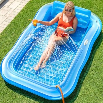Inflatable Tanning Pool Lounger Float with Sprinkler