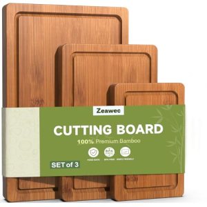 Zeawec 3-Piece Set Bamboo Cutting Board for Kitchen