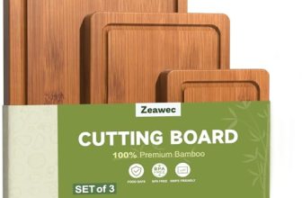 Zeawec 3-Piece Set Bamboo Cutting Board for Kitchen