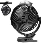 Tenvolti 10000mAh Clip on Fan, 8-Inch Golf Cart Fan Rechargeable with LED Light