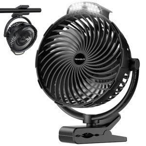 Tenvolti 10000mAh Clip on Fan, 8-Inch Golf Cart Fan Rechargeable with LED Light