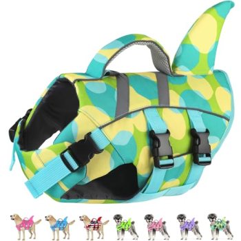 Dogcheer Dog Shark Swim Vest, Adjustable Reflective Life Jacket with Handle