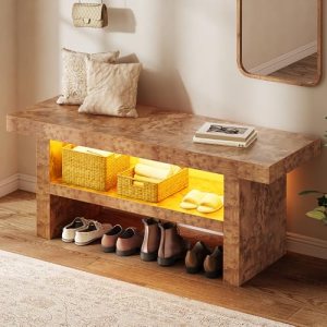 DWVO 39.4″ Entryway Bench with Motion-Sensing Warm LED Light