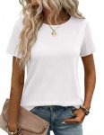Zeagoo T Shirts for Women Trendy Short Sleeve White Tee Shirt Basic Summer Cloth