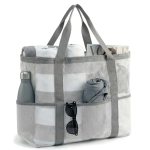 JOYPICKS Mesh Beach Bag-Large Beach Tote for Women Family with Zipper Pocket Toy