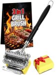 Professional 3-in-1 Grill Brush and Scraper with Safety Second Sweep Sponges