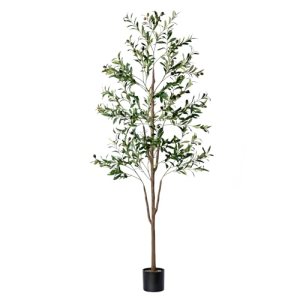 Olive Tree, 6FT Tall Faux Olive Tree with Moss and Planter