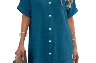 Angerella Beach Cover Ups for Women Summer Casual Short Sleeve Button Down Shirt