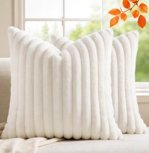 MEGAYES Set of 2 Decorative Throw Pillow Covers 18×18 Faux Fur