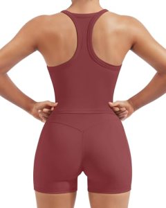 SUUKSESS Women 2 Piece Workout Sets High Waisted Biker Shorts with Pockets Built