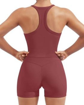 SUUKSESS Women 2 Piece Workout Sets High Waisted Biker Shorts with Pockets Built