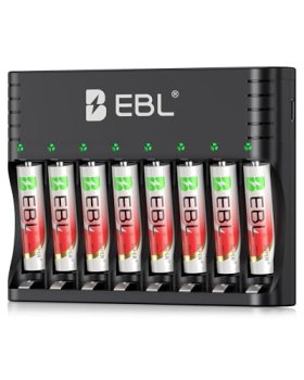 EBL Rechargeable AAA Batteries Lithium with Charger 8 Pack