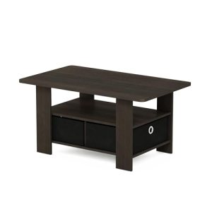 Furinno Andrey Coffee Table, Small Modern Center Table with Storage and Bin Draw