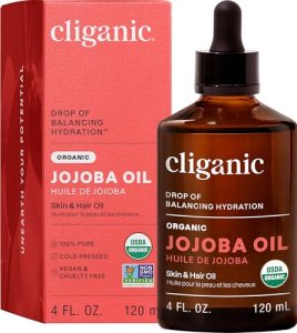 Cliganic Organic Jojoba Oil, 100% Pure (4oz) | Moisturizing for Face