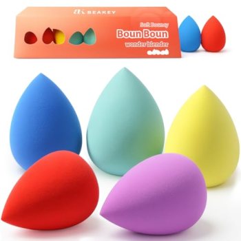 BEAKEY Makeup Sponge Set 5 Pack Micro Porous Low Absorption Soft Latex Free Foun