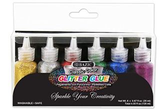 BAZIC Products Glitter Glue Tube – 6 Assorted Classic Color