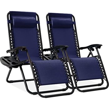 Best Choice Products Set of 2 Adjustable Steel Mesh Zero Gravity Lounge Chair Re