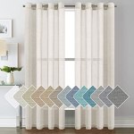 H.VERSAILTEX Natural Linen Sheer Curtains Flax Linen Blended Curtain Panels Livi
