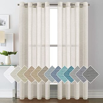H.VERSAILTEX Natural Linen Sheer Curtains Flax Linen Blended Curtain Panels Livi