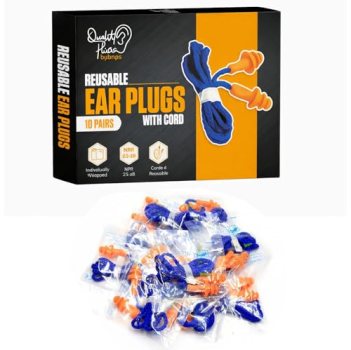10 Pair Corded Reusable Ear Plugs for Shooting Range Ear Protection for Gun Rang