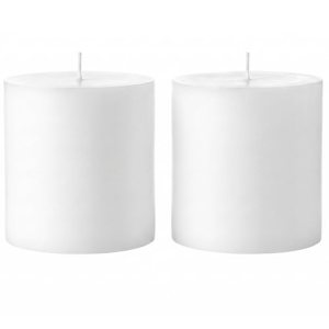 Mister Candle 4″ x 4″ White Pillar Candles Set of 2 – Unscented