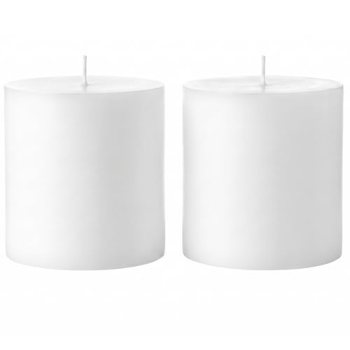 Mister Candle 4″ x 4″ White Pillar Candles Set of 2 – Unscented