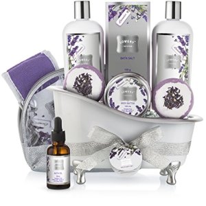 Mothers Day Bath Gift Basket Set for Women: Relaxing at Home Spa Kit Scented