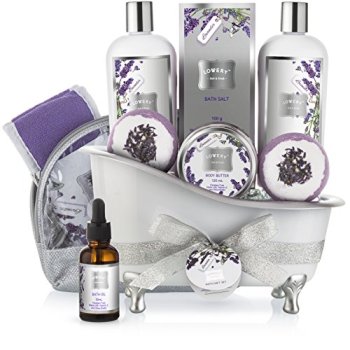 Mothers Day Bath Gift Basket Set for Women: Relaxing at Home Spa Kit Scented