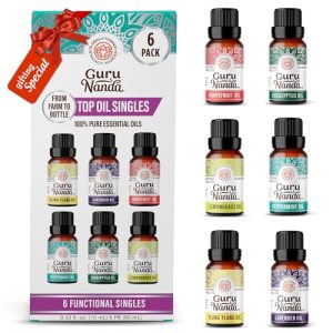 GuruNanda Essential Oils Set – 6 Pack (10mL Each)