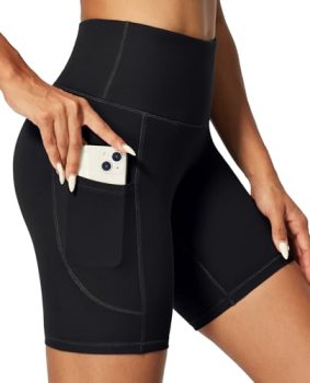 IUGA Biker Shorts Women 6″ Tummy Control Workout Shorts Women with Pockets High