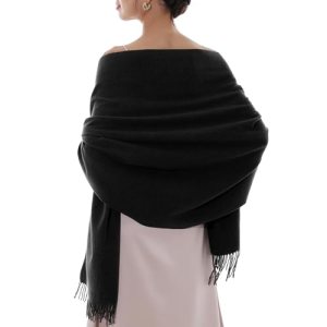 RIIQIICHY Scarfs for Women Winter Black Pashmina Shawls and Wraps for Evening Dr