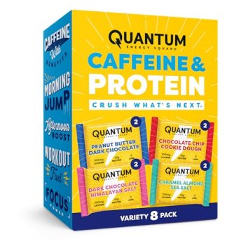 Quantum Energy Square: Energy Bar with Caffeine & 10g Protein. Delicious Healthy