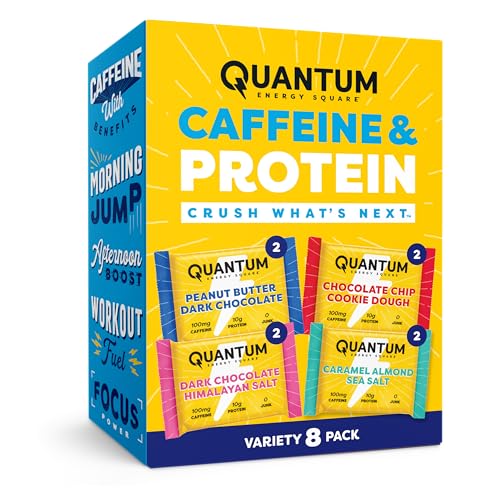 Quantum Energy Square: Energy Bar with Caffeine & 10g Protein. Delicious Healthy