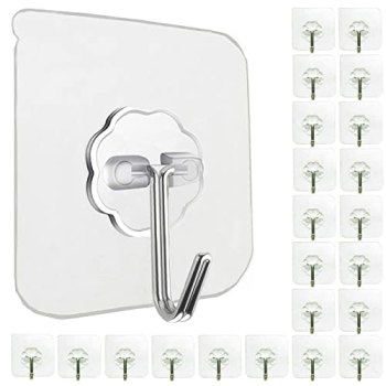 Jwxstore 24 Pack Self Adhesive Hooks Heavy Duty – 33lb Max