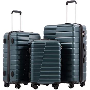 Coolife Luggage Sets, 3 Piece Hard Shell Suitcase Set with Spinner Wheels