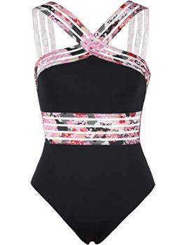 Hilor Women’s Cute One Piece Swimsuits Front Crossover Swimwear Slimming Bathing
