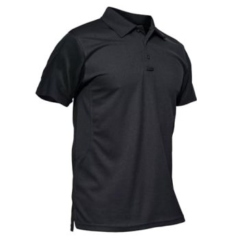 MAGCOMSEN Men Black Work Shirt Golf Polo Shirts Short Sleeve Combat Shirt Tactic
