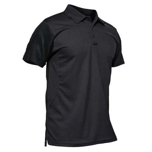 MAGCOMSEN Men Black Work Shirt Golf Polo Shirts Short Sleeve Combat Shirt Tactic