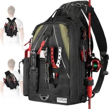 Ghosthorn Fishing Backpack Tackle Sling Bag-Backpack with Rod Holder- Lightweigh
