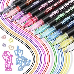 Outline Markers, 12 Metallic Shimmer Glitter Gel Pens