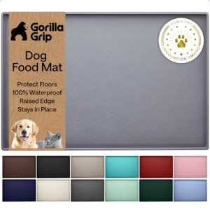 GORILLA GRIP 100% Waterproof Raised Edge BPA Free Silicone Pet Feeding Mat
