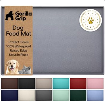 GORILLA GRIP 100% Waterproof Raised Edge BPA Free Silicone Pet Feeding Mat