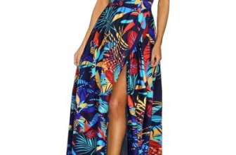 KILIG Women’s Summer Spring Casual Sleeveless High Split Floral Sundress Beach V