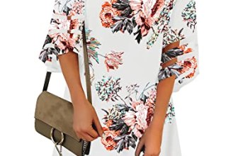 LookbookStore Women Casual Summer Crewneck Mesh Patchwork 3/4 Bell Sleeve Loose