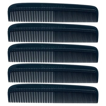GENTS (5 Pack) Pocket Comb Black Unbreakable Round Teeth Course Fine Pocket Bear