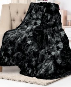 Everlasting Comfort Soft & Comfortable Black Faux Fur Throw Blanket for Couch