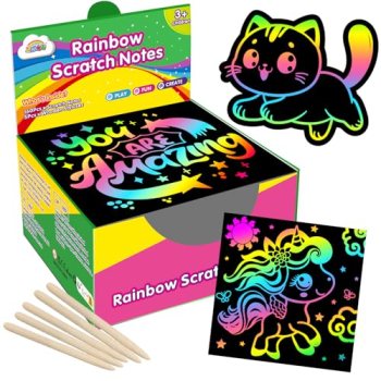 ZMLM 165 Pcs Rainbow Scratch Paper Art Notes – Crafts for Kids Ages 4-8