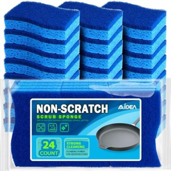 AIDEA Non Scratch Scrub Sponge, 24Count, Sponges for Dishes, Sponges Kitchen, Cl