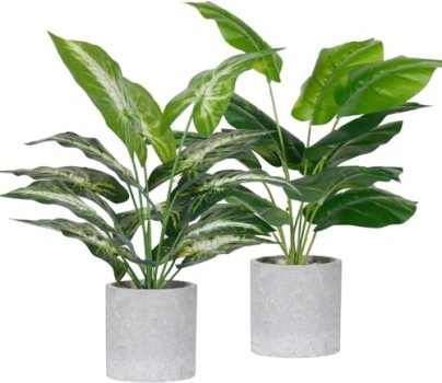 Der Rose 2 Pack Fake Plants Artificial Tropical Faux Plants Indoor for Office De